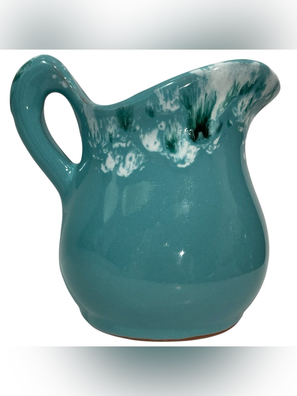Vintage 1960s McMaster Craft Pottery Canada Blue Drip Ceramic Glaze Creamer
